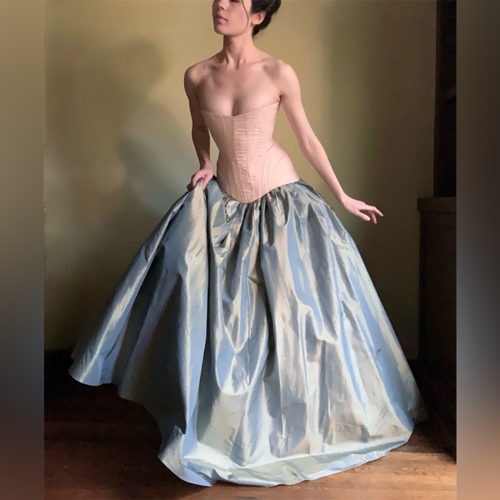 •Sold• Vintage Silk Princess Skirt, Floor Length Formal Dupioni Silk Skirt